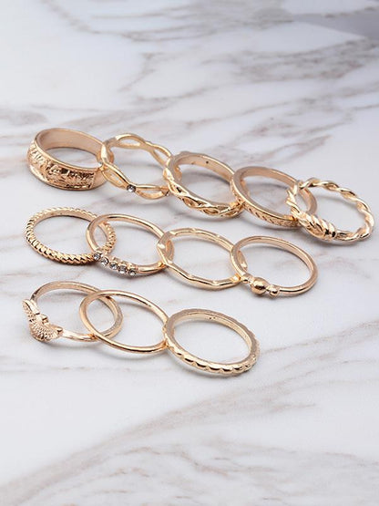 12pcs Vintage Carving Rings Accessories