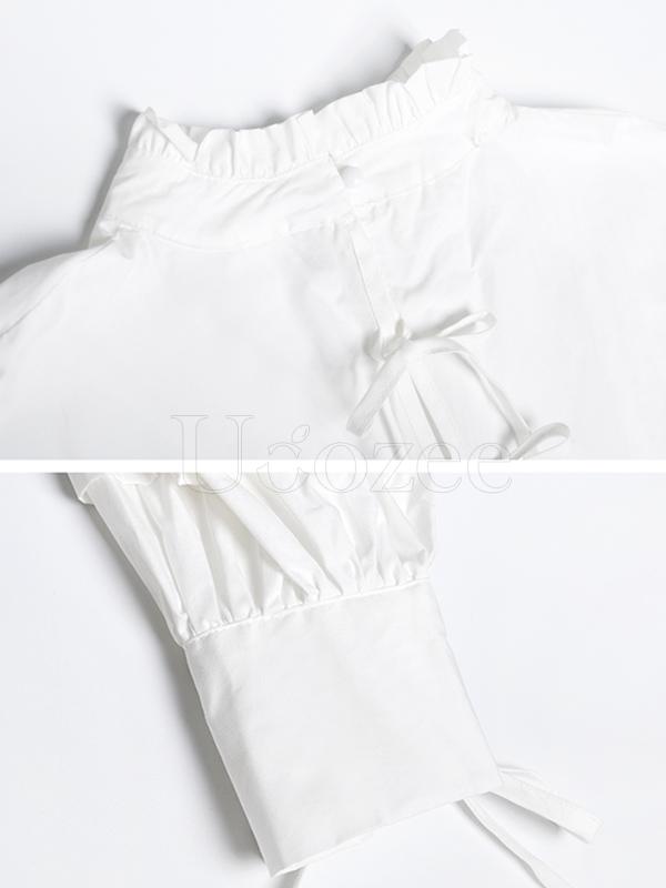 Solid Bowknot Drawstring Falbala Mini Dress