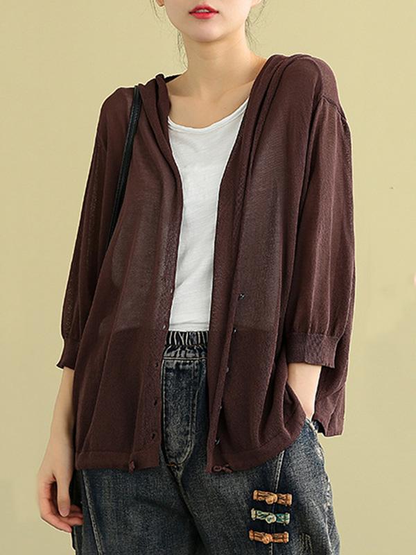 Leisure Solid Knitting Sun-Protection Outwear