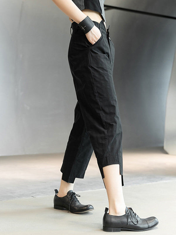 Original Solid Color Harem Irregularity Capri-Pants