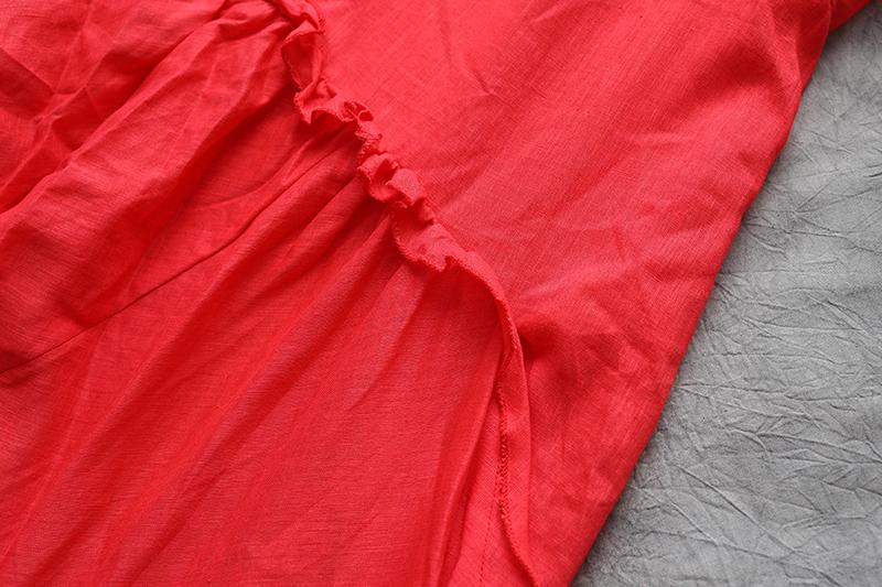 Summer Short Sleeve Polo Neck Red Casual Dress