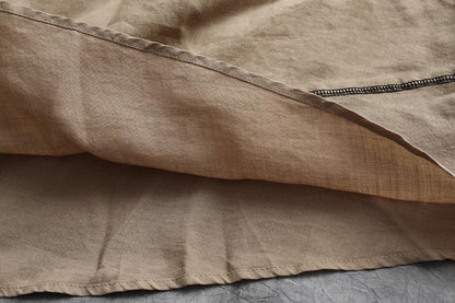 Summer Short Sleeve Pockets Casual Khaki Dress