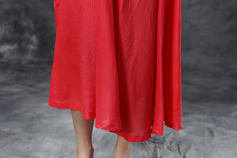 Summer Short Sleeve Polo Neck Red Casual Dress