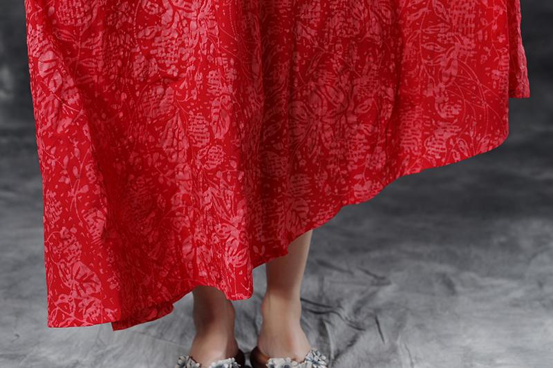 Summer Casual High-low Hem Short Sleeve Red Dress