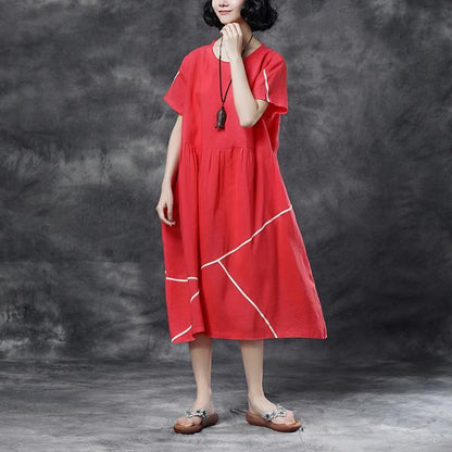Summer Short Sleeve Pockets White Pockets Casual Cotton Dress