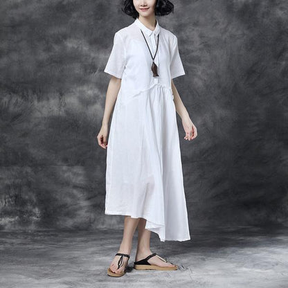 Summer Short Sleeve Polo Neck Red Casual Dress