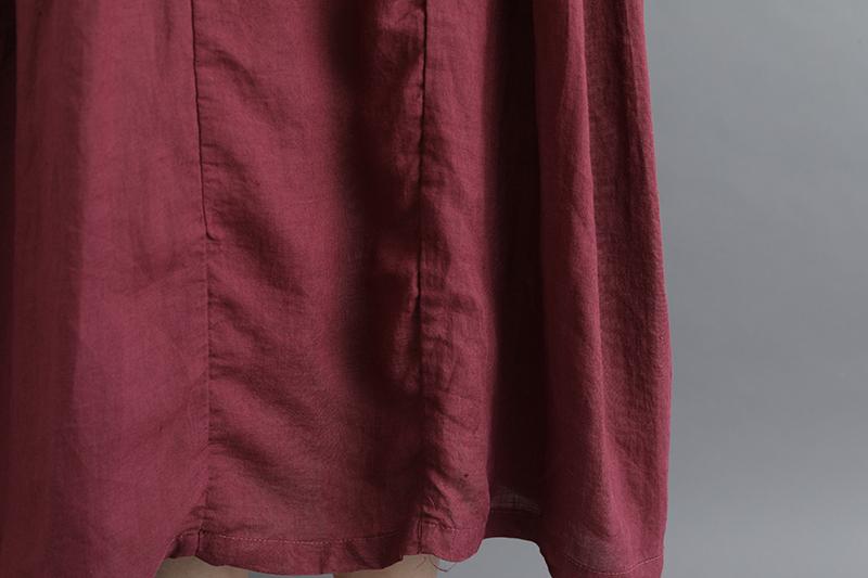 Summer Short Sleeve Buttons Pockets Purple Pleated Retro Dress