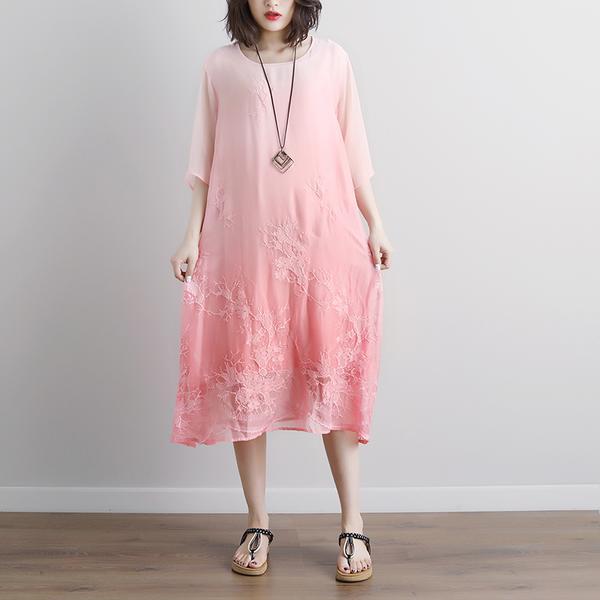 Summer Fake Two-piece Pockets Retro Dress