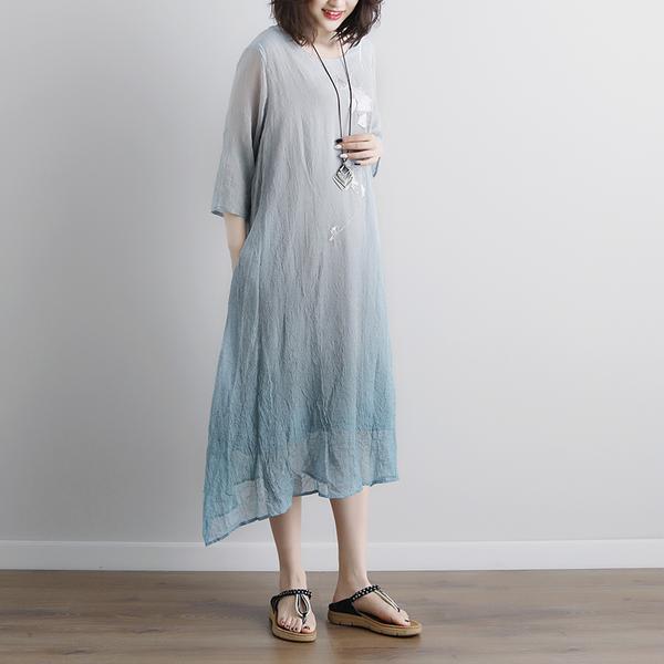 Summer Fake Two-piece Pockets Retro Yellow Dress