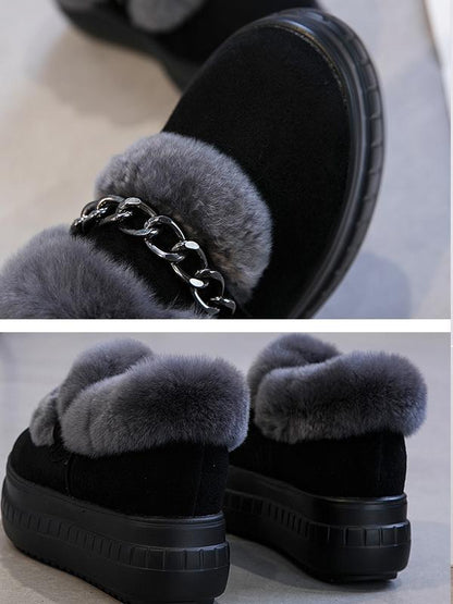 Thick-Bottomed Real Fluffy High Women'S Shoes