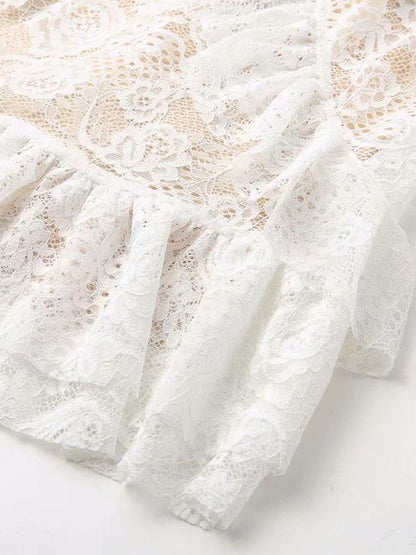 Lace V-neck Backless Falabala Mini Dress