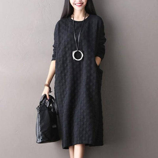 Polka Dot Stretch Cotton Long Sleeved Dress