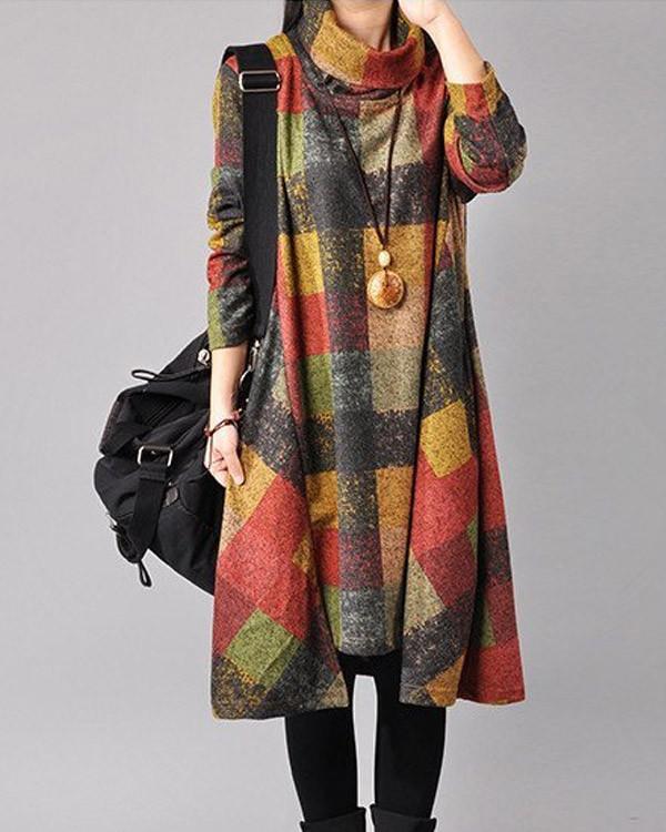 Women cotton loose autumn dress