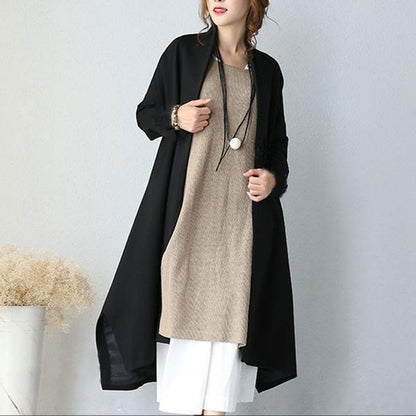 Black Stitching Loose Casual Coat