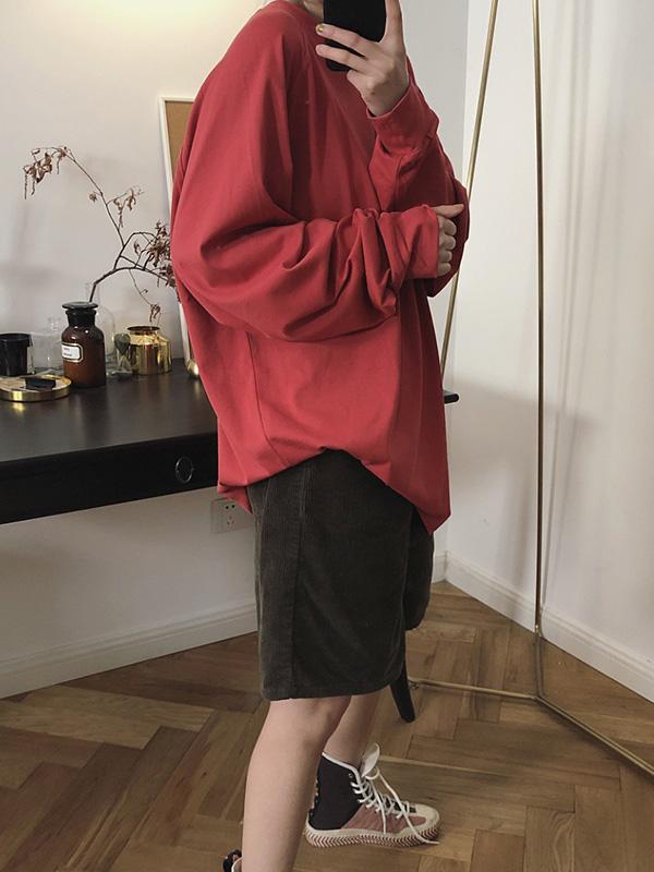 Loose Solid Oversize Shirt Top