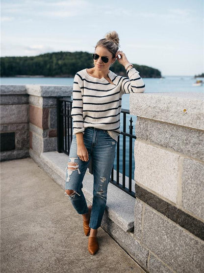 Fashion Stripes Loose Sweater Tops