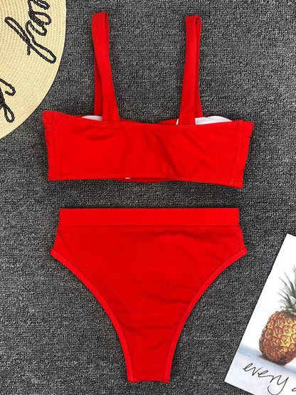Bandeau With High Waist Bikini Set