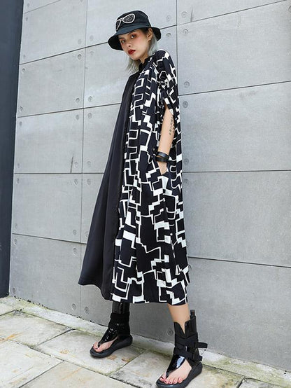Chiffon Oversize Lapel Split-joint Dress