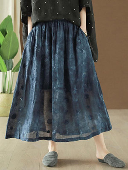 Retro Elastic Waist Linen Casual Skirt