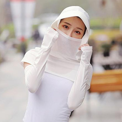 Solid Color Gauze Ice Silk Mask Multi-Functional Sunscreen Hat