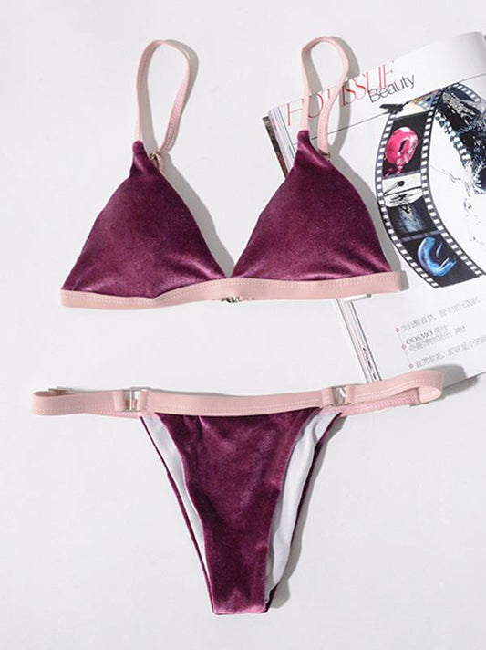 Triangle Top Contrast Bikini Swimsuit