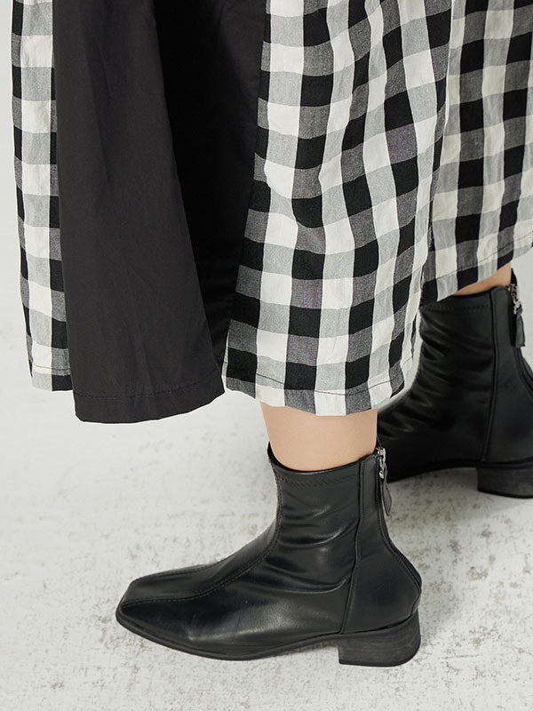 Casual Loose Long Sleeve Plaid Jumpsuits Bottoms