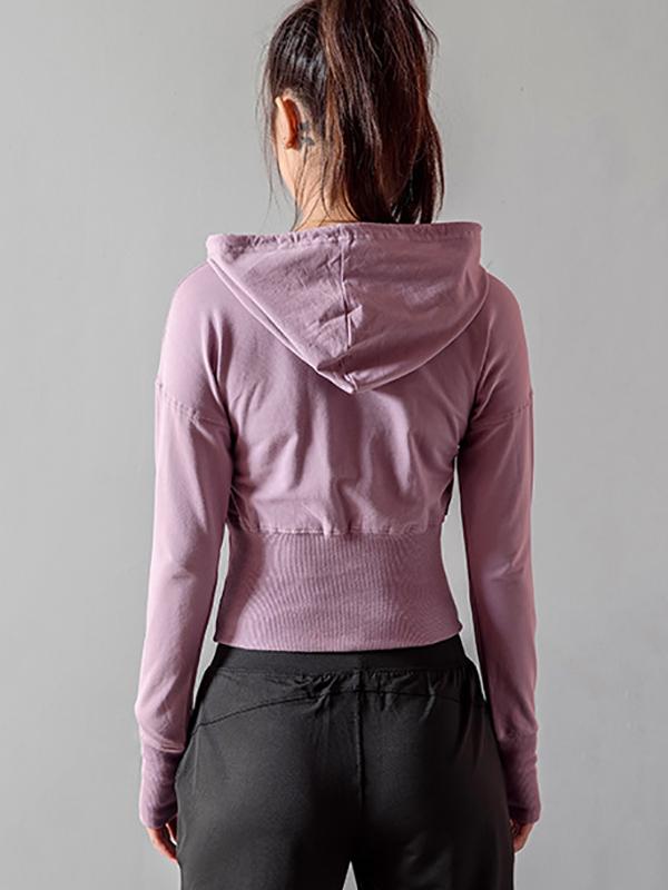 Fashion Solid Long Sleeves Sports Hoodies&Sweatshirt Tops