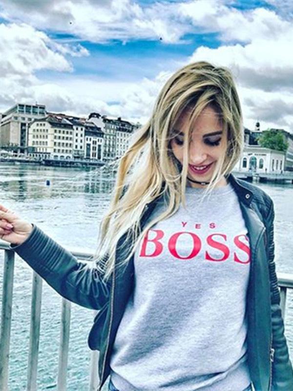 Letter Printed Round-neck Sweatershirt