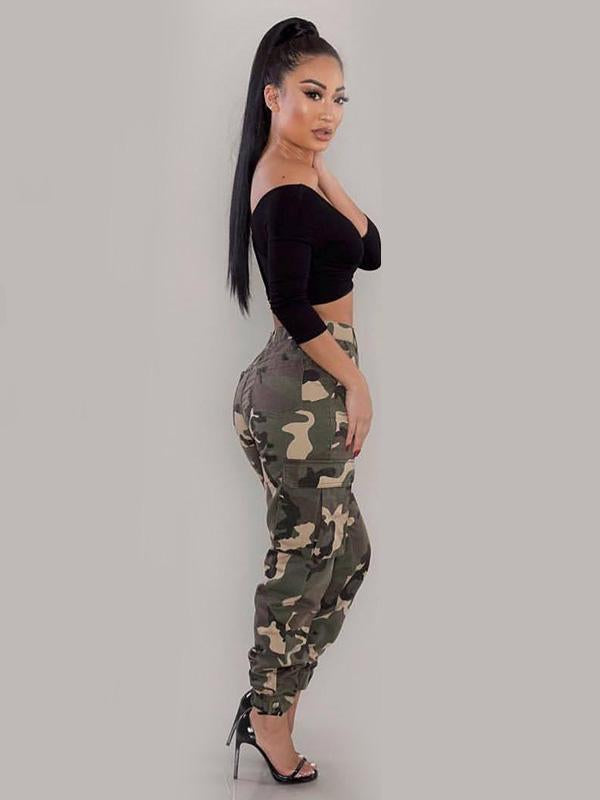 Plus Size Camouflage Printed Track Pants