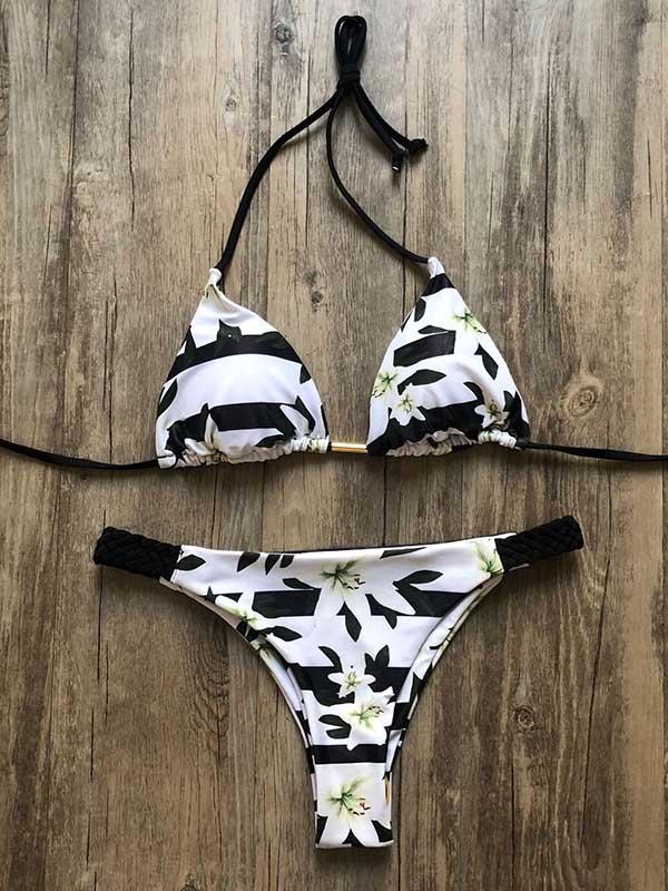 Printed Triangles Triangles Split Bikini Swimsuit