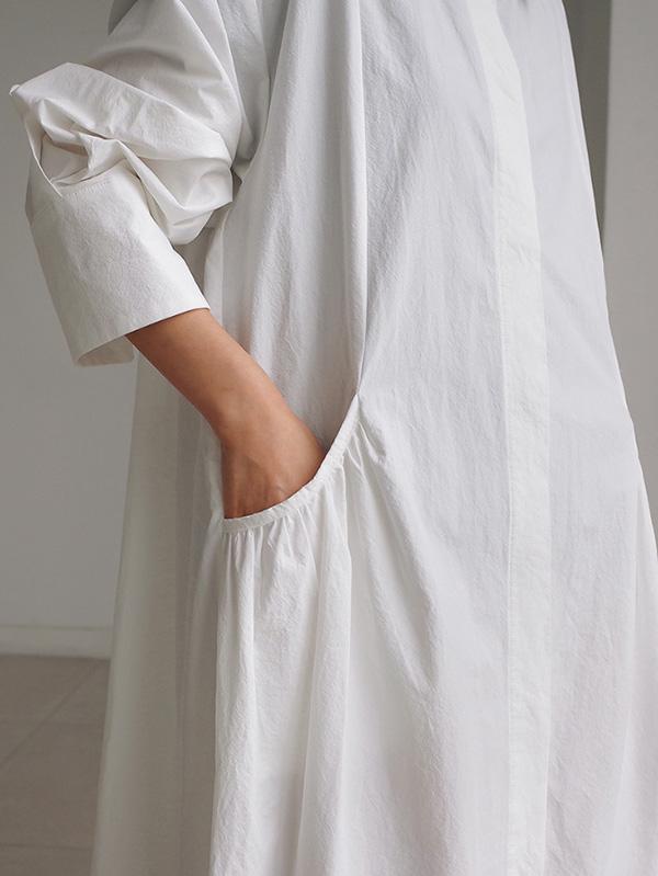 Urban White Lapel Long Shirt Dress