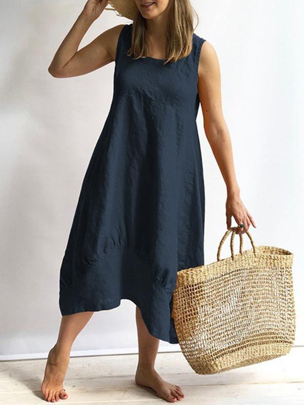 Simple Sleeveless Solid Maxi Dresses