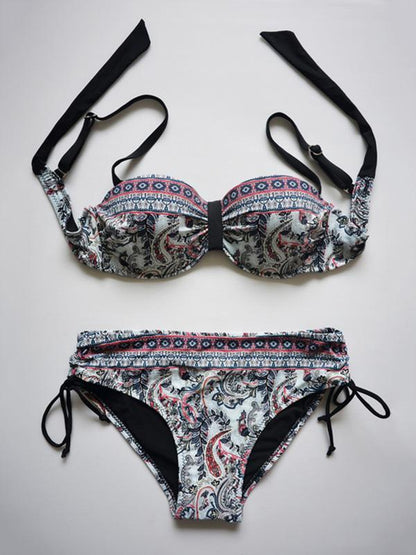 Retro Bandeau Bikinis Swimwear