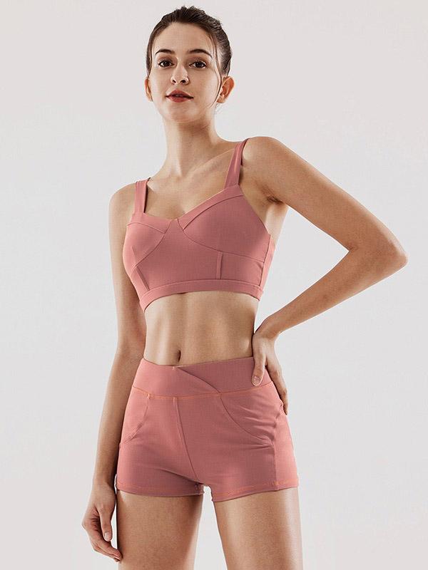 Solid Quick Dry Sports Tanks Shorts Yoga Suits