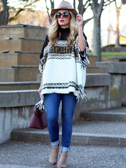 Loose Striped Long Sleeves Sweater Tops