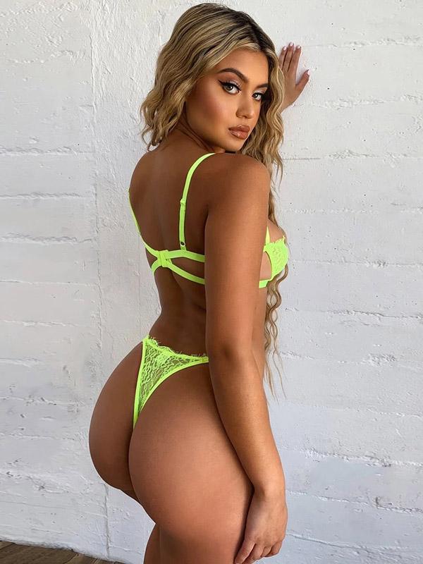 Eyelash Lace Underwired Split Sexy Lingerie