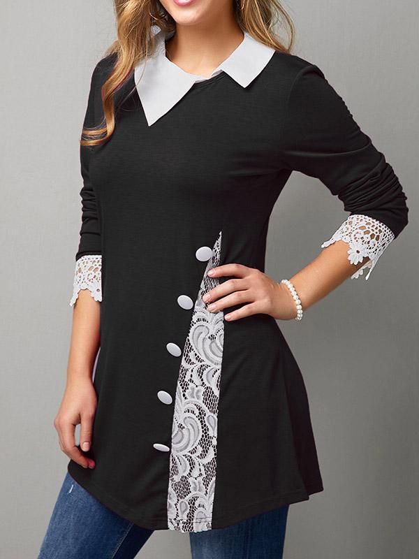 Vintage Cropped Lace Round-Neck Blouses&Shirts Tops
