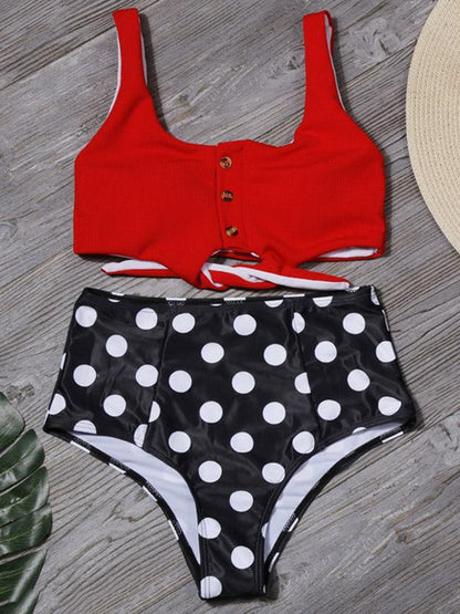 Caribe Printed Knotted Split Bikini Swimsuit