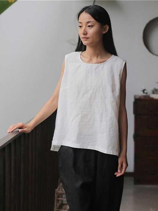 Casual Linen Sleeveless T-shirt