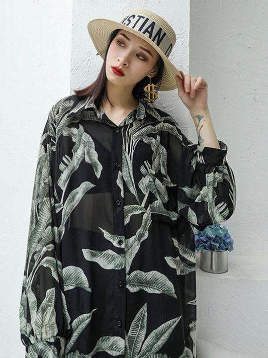 Chiffon Light Sun-protection High-low Asymmetric Blouse Dress