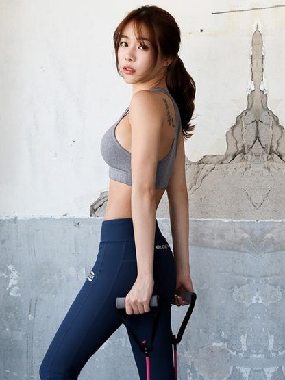 Solid Racerback Tanks And Printed Yoga Leggings Suits