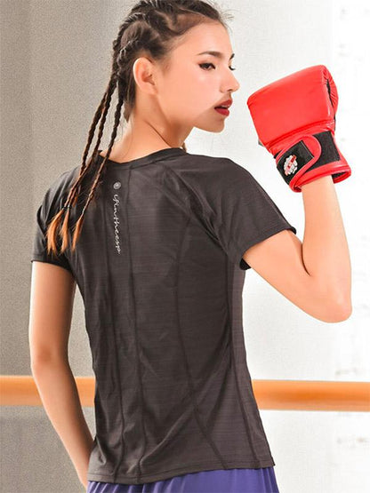 Letter Printed Fitness Sports T-shirt