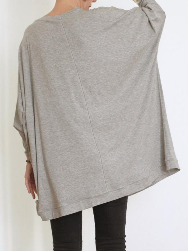 Simple Solid Color Batwing Sleeves Round-Neck T-Shirt Mini Dress