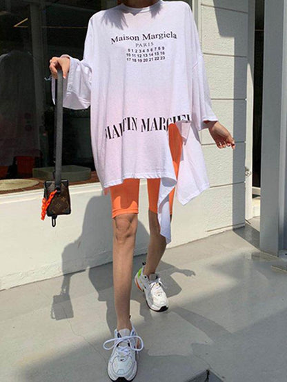 Front Slipt Printed Long Sleeve Tees