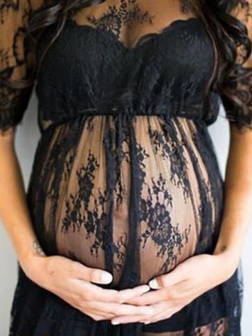 Maternity Lace Short Sleeves Cover-up