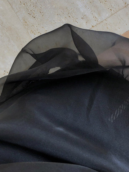 Original See-Through Bishop Sleeve Round-Neck Mini Dress