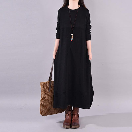 Buykud Casual Warm Comfortable Plaid Knitted Dress
