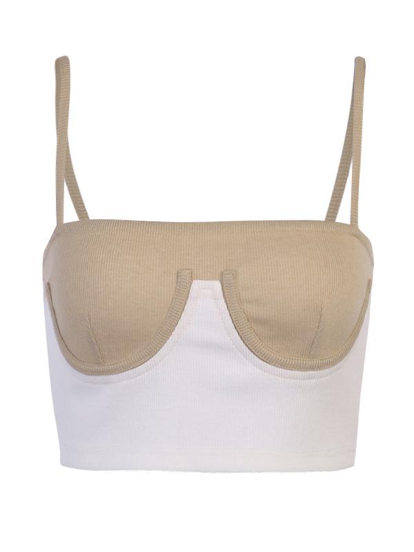 Wrap Spaghetti-Neck Contrast Color Exposed Navel Tanks