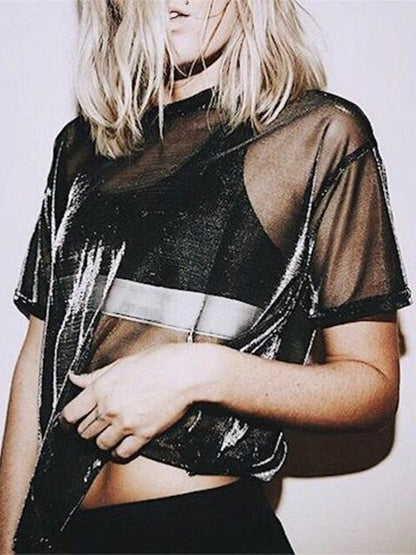 Casual See-through Gauze T-shirt