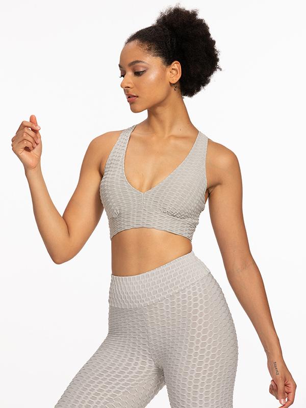 Wrap Solid Color V-Neck Sports Bra